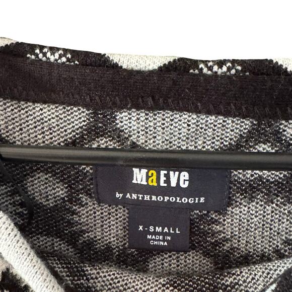 Maeve by Anthropologie Heart Sun Print Sweater XS Black White Pullover - Picture 2 of 6